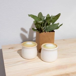 speckled ivory salt and pepper shakers